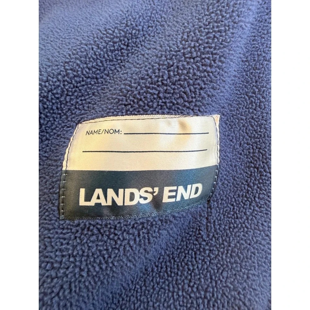 Lands End Boys Red Navy Colorblock Puffer Jacket Hooded Winter Coat XL 18-20